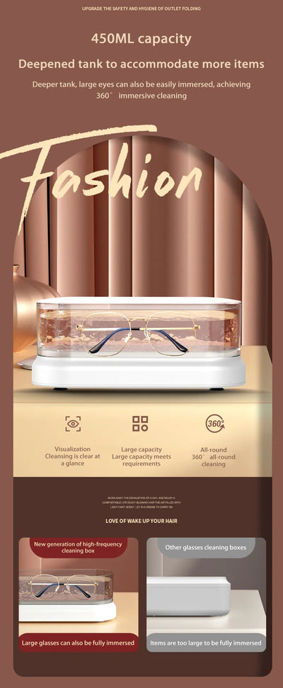 Xiaomi 47khz Ultrasonic Cleaner Portable Intelligent Multifunctional Transparent Cleaning Machine Jewelry Rings Glasses Watches