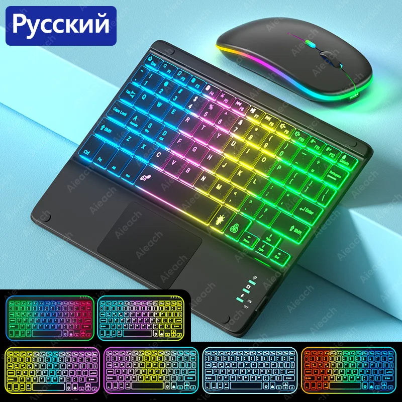 Rechargeable Backlit Tablet Android Keyboard,Wireless Bluetooth Keyboard with Touchpad for Xiaomi Pad 5 6 Pro iPad 9th 10th Gen