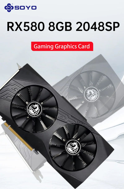 SOYO Original Radeon RX580 8G Graphics Cards GDDR5 Memory Video Gaming Card PCIE3.0x16 HDMI DP DVI for Desktop Computer AMD