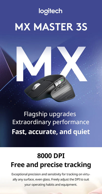 Logitech Mx Master 3s 8000 Dpi Auto-Shift Wheel Wireless Office Black Wireless Usb Ergonomic Mini Optical Mouse For Pc