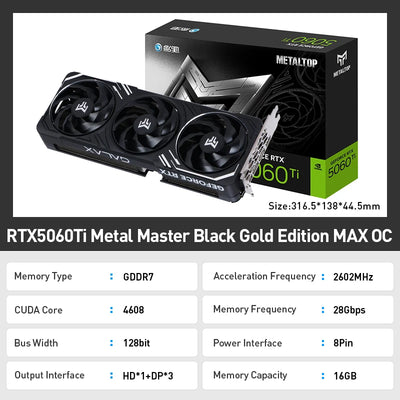 GALAX RTX5060Ti MAX OC 16G Gaming Graphics Card 5060ti rtx 5060 ti 128-bit GDDR7 Desktop placa de video Video Card