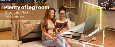 Laptop Desk for Bed Lap Desk with LED Desk Light, Adjustable Tablet Bed Table with Foldable Legs Storage Drawer, Breakfast Servi