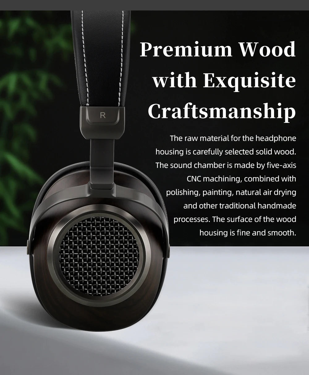 SIVGA ANSER High-Fidelity Audio Open-back Wooden Headphone 50mm Dynamic Driver Over-ear Wired Headset