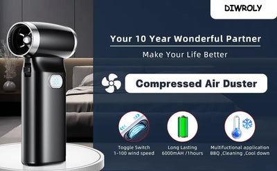 Electric Air Duster Blower Fan 110000RPM PC Duster Keyboard Mini Turbo Fan Car Dryer Rechargeable for Car Cleaning