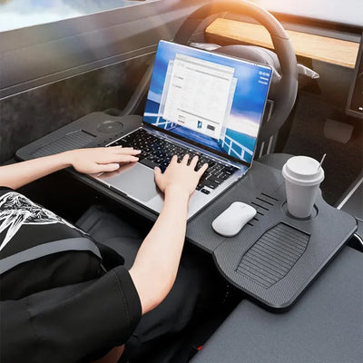 Car Laptop Desk Folding Steering Wheel Table Food Tray For Tesla Model 3 / Y Auto Steering Wheel Laptop Desk Drinks Tray Holder