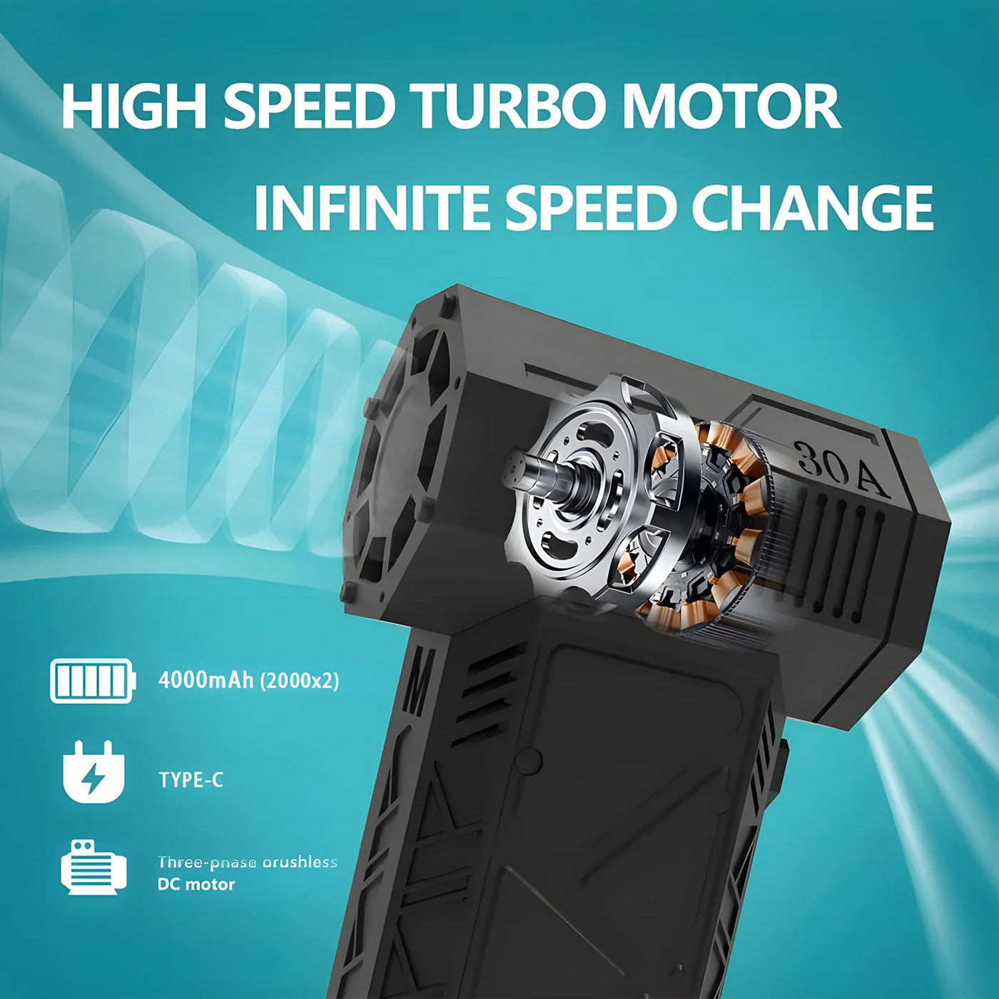S16 Electric Air Duster, Mini Turbo Jet Fan,Handheld Brushless Motor130,000 RPM, Cleaning PC and Keyboard, Car and Home
