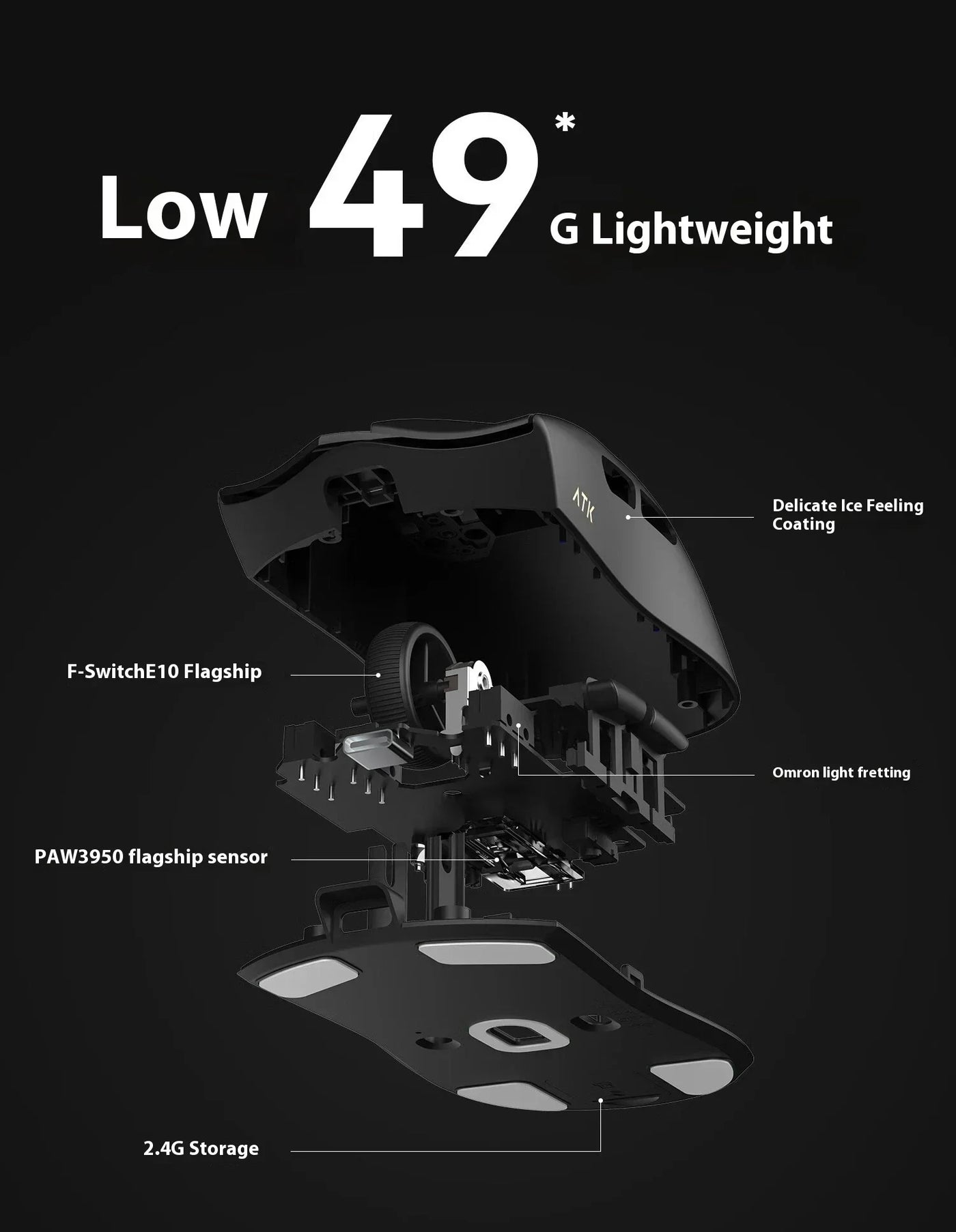 ATK Blazing Sky X1 Pro Max Ultra ULTIMATE Mouse Three Mode Bluetooth Wireless Mouse Paw3950 8K Lightweight FPS E-sports Pc Gamer