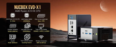 GMKtec EVO-X1 Mini PC AMD AI 9 HX 370 Win11 Pro LPDDR5X