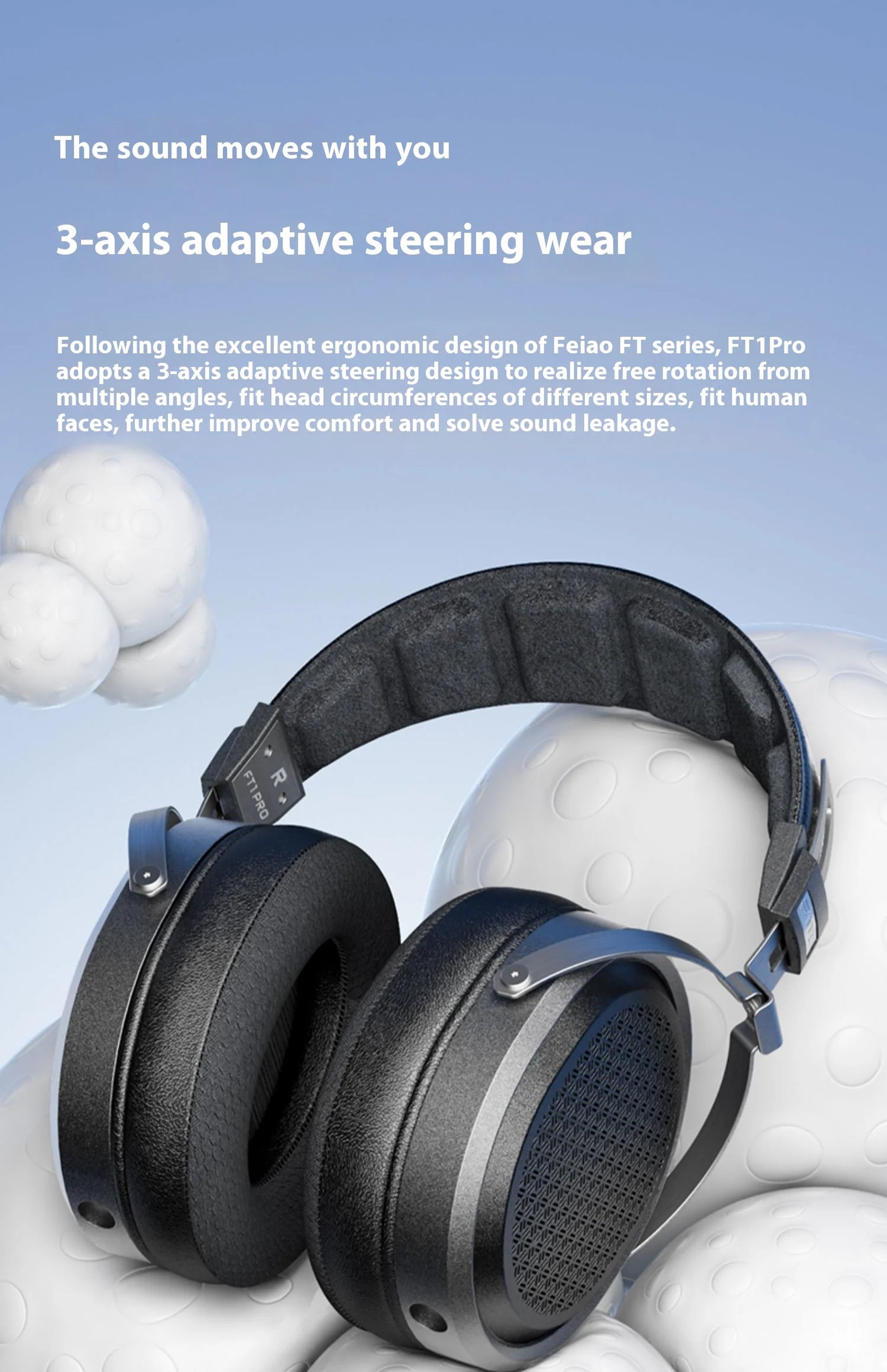 Fiio FT1 Pro Black And Blue Headphones Open Flat Diaphragm Wired Earphones 3.5mm/4.4mm Interchangeable HIFI Custom Headsets