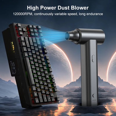 Compressed Air Duster 120000PRM Mini Blower Turbo Fan USB Rechargeable 2 in 1 Air Blower & Vacuum Cleaner Keyboard Cleaning Kit