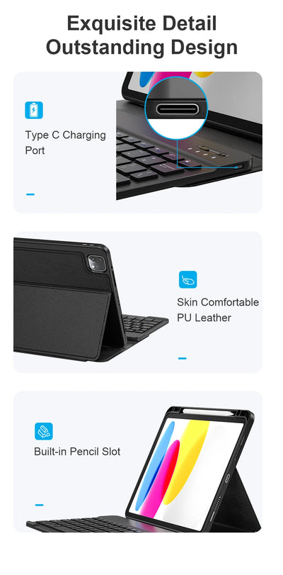 WiWU Keyboard for iPad 10th 2022 10.9 Magnetic Wireless Keyboard for iPad Air 4 5 11 inch Keyboards for iPad 10.2 Air 3 10.5