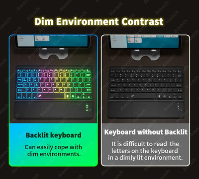Rechargeable Backlit Tablet Android Keyboard,Wireless Bluetooth Keyboard with Touchpad for Xiaomi Pad 5 6 Pro iPad 9th 10th Gen