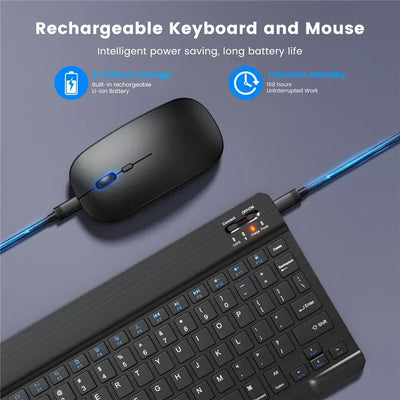 Mini Bluetooth Wireless Keyboard and Mouse Set 10 Inch Rechargeable English Keypad Mice For Tablet ipad Pro 12 9 Air 4 S6 Lite