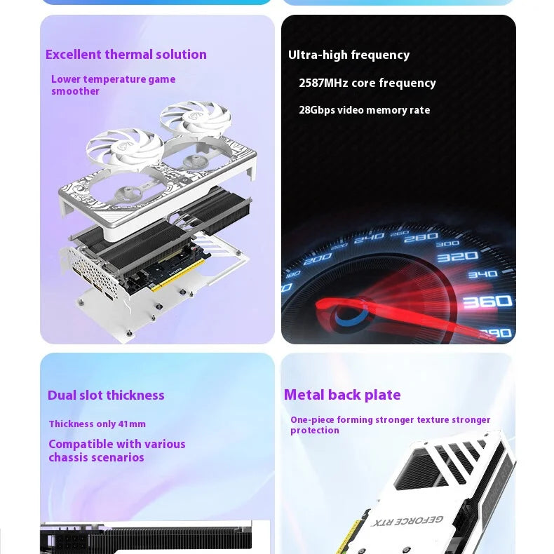 AX Gaming RTX5060TI 8GB X2W 0C Gaming Graphics Card 5060ti rtx 5060 ti 256-bit GDDR7 Desktop placa de video Video Card