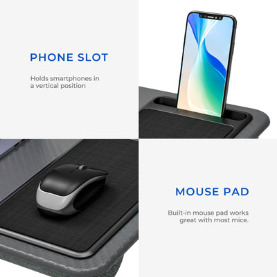 Home Office Pro Lap Desk with Mouse Pad and Phone Holder 21.1x12inch PORTABLE LIGHTWEIGHT