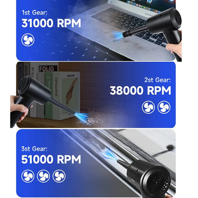 Protable Air Duster for Computer Cleaning 51000RPM Cordless Compressed Air Blower with LED Light for PC computers Keyboard Clean