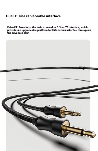 Fiio FT1 Pro Black And Blue Headphones Open Flat Diaphragm Wired Earphones 3.5mm/4.4mm Interchangeable HIFI Custom Headsets