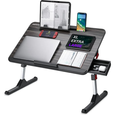 Adjustable Foldable Laptop Desk Bed Table Multifunctional Workstation with Book Stand Storage Drawer Wrist Rest and Angle
