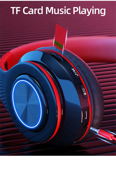 B39 Wireless Illuminated Headset Over-ear HiFi Stereo Headphones Foldable Gaming Headset For Airplane Travel Work Workout Home