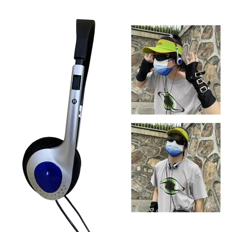 Headphones Y2k Personality Retro Headset Black Fashion Style Headset Over Ear
