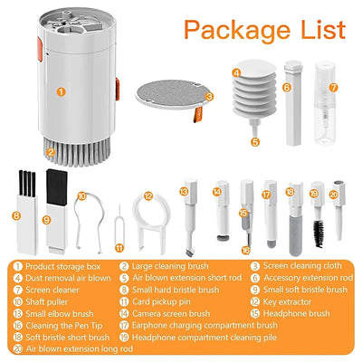 20-in-1 Cleaner Kit Computer Keyboard Brush Earphones Cleaning Pen Screen Cleaning Spray Bottle Cleaning Tools Keycap Puller Set