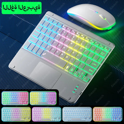 Rechargeable Backlit Tablet Android Keyboard,Wireless Bluetooth Keyboard with Touchpad for Xiaomi Pad 5 6 Pro iPad 9th 10th Gen