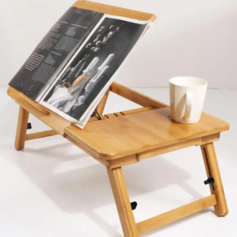 Bamboo Desk With Cooling Fan Adjustable Angles Bed Laptop Table With Cooling Fan Laptop Bed Desk Foldable Tray Drawer For Home