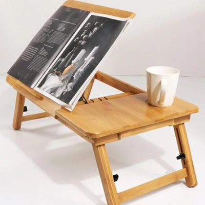 Bamboo Desk With Cooling Fan Adjustable Angles Bed Laptop Table With Cooling Fan Laptop Bed Desk Foldable Tray Drawer For Home