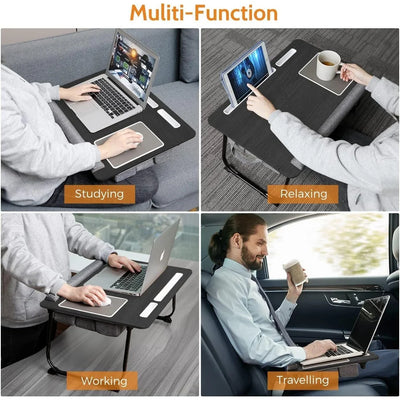 Adjustable Lap Desk Laptop Bed Tray with Cushion Portable Foldable Computer Table Ergonomic Mouse Pad 17 Inch Laptops