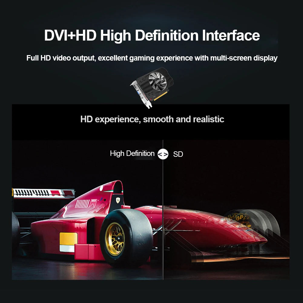 GT730 2GB DDR5 GPU Graphics Card VGA HDMI-Compatible Computer Graphics Card PCI-E 2.0 16X PC Video Card 1600MHz GPU GF108