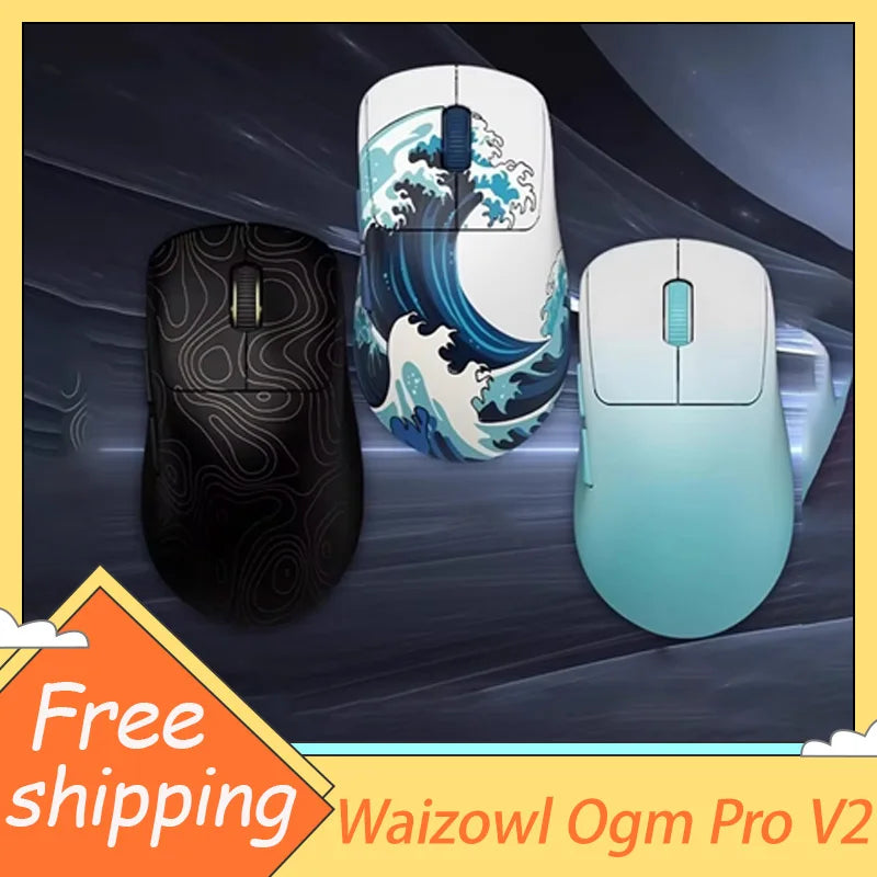 Waizowl Ogm Pro V2 Mouse Three Mode Wireless Paw3950 30000dpi Lightweight Customized Gaming Mouse For Desktop Computer Mice Gift