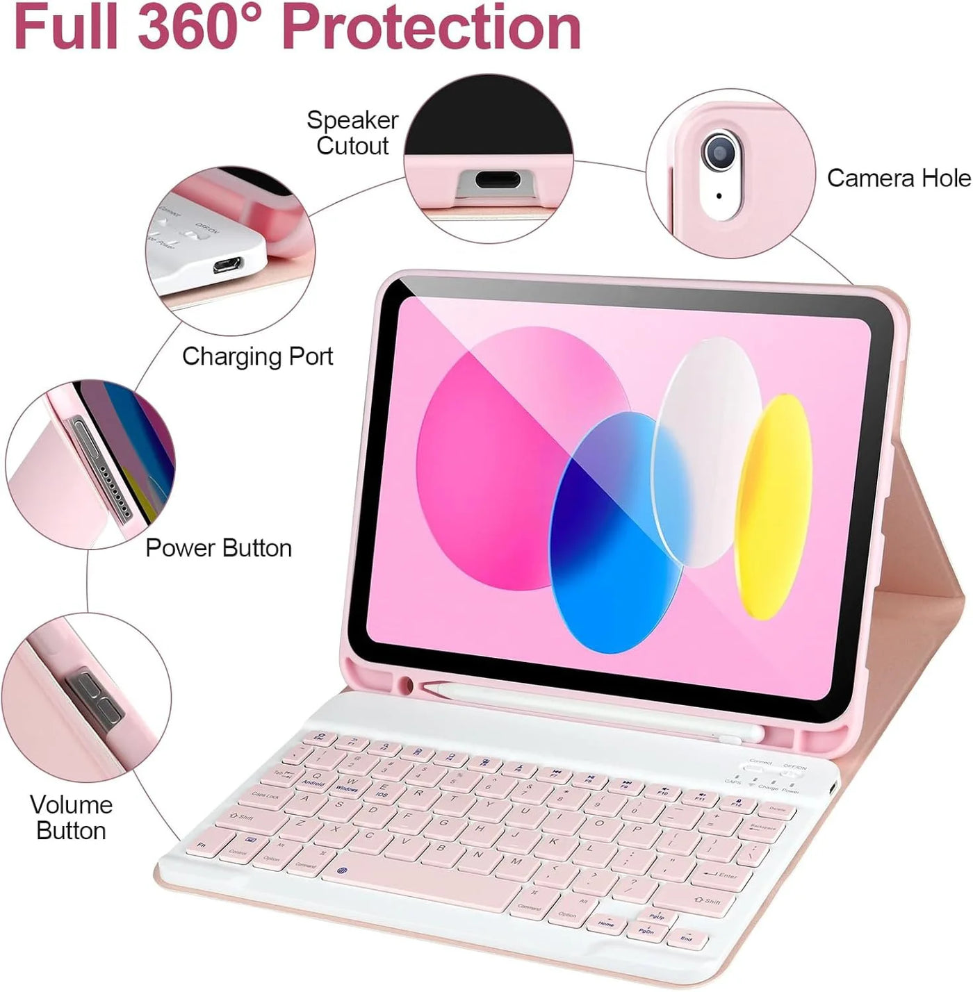 iPad 10th Gen Case with Keyboard Wireless Detachable Folio Keyboard Cover with Mouse Pencil Slot for iPad 10th Gen 10.9Inch 2022