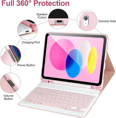 iPad 10th Gen Case with Keyboard Wireless Detachable Folio Keyboard Cover with Mouse Pencil Slot for iPad 10th Gen 10.9Inch 2022