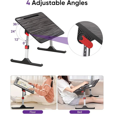 Adjustable Foldable Laptop Desk Bed Table Multifunctional Workstation with Book Stand Storage Drawer Wrist Rest and Angle