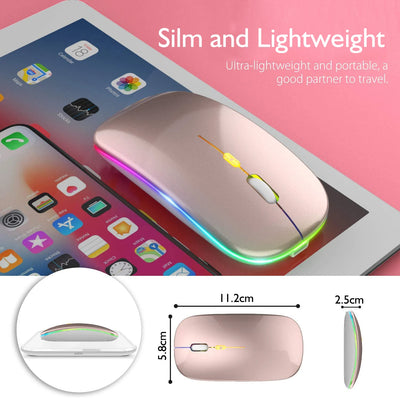 Wireless Mouse For Laptop PC 2.4GHz RGB Rechargeable Mouses Wireless Computer Silent Mice LED Backlit Ergonomic Gaming Mouse