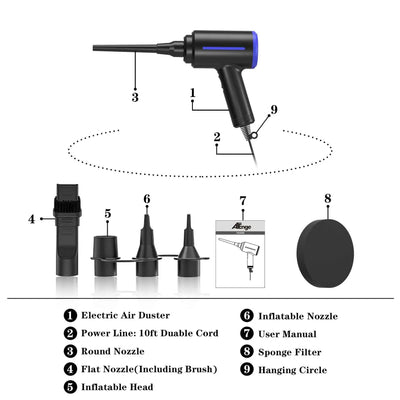 500W Electric Air Blower for Computer Cleaner,Compressed Air Duster, Compressed Air Can,Handy Dust for PC Keyboard Cleaning