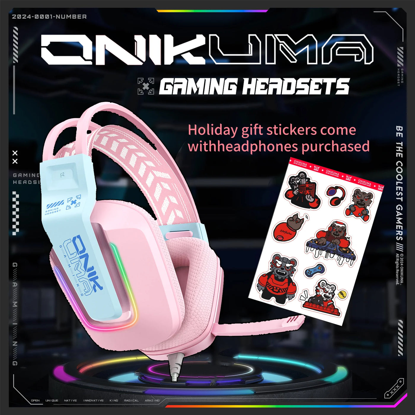 ONIKUMA Wired Over-Ear Headphones - Lightweight, Foldable, Portable, Stereo Bass, Crystal Clear Microphone, Compatible with Smar