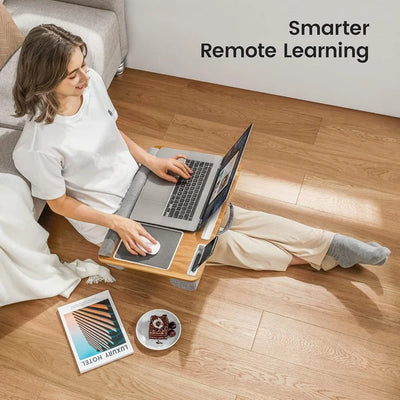Large Lap Desk Laptop with Built-in Mouse Pad Wrist Support Phone Tablet Holder Home Office Use