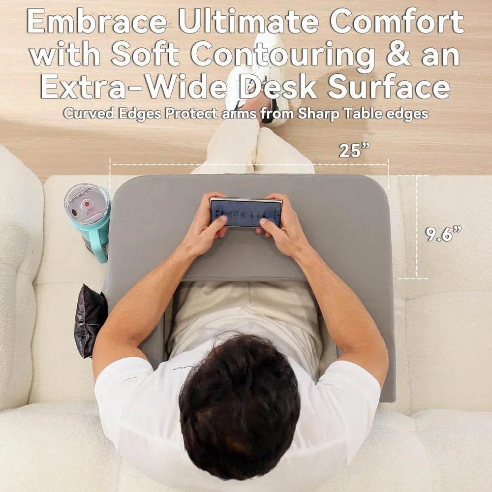 Ergonomic Reading Pillow Gaming Lap Desk with Cup Holder