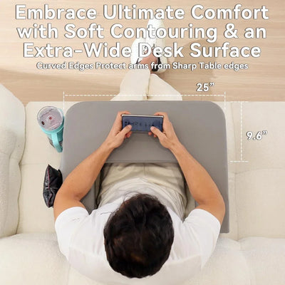 Ergonomic Reading Pillow Gaming Lap Desk with Cup Holder