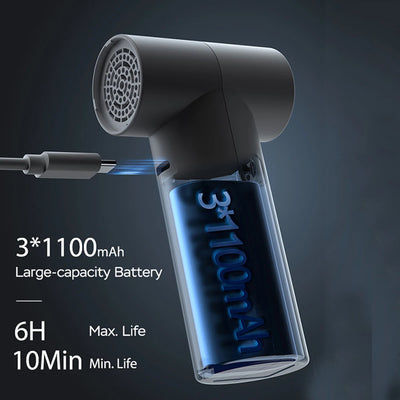 Rechargeable Air Dust Cleaner 22m/s Brushless Motor Mini Turbo Jet Fan 4-Speed Dust Blower Electric Dryer for PC Car Camera Home