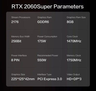 MLLSE RTX 2060 Super 8GB Graphics Card GDDR6 256 Bit PCI-E 3.0×16 8Pin NVIDIA GPU Rtx 2060super Gaming Video Card Placa De Vide