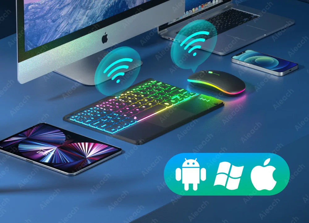 Rechargeable Backlit Tablet Android Keyboard,Wireless Bluetooth Keyboard with Touchpad for Xiaomi Pad 5 6 Pro iPad 9th 10th Gen