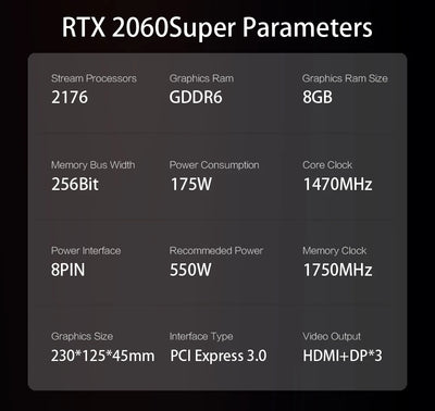 MLLSE RTX 2060 Super 8GB Graphics Card GDDR6 256 Bit PCI-E 3.0×16 8Pin NVIDIA GPU Rtx 2060super Gaming Video Card Placa De Vide