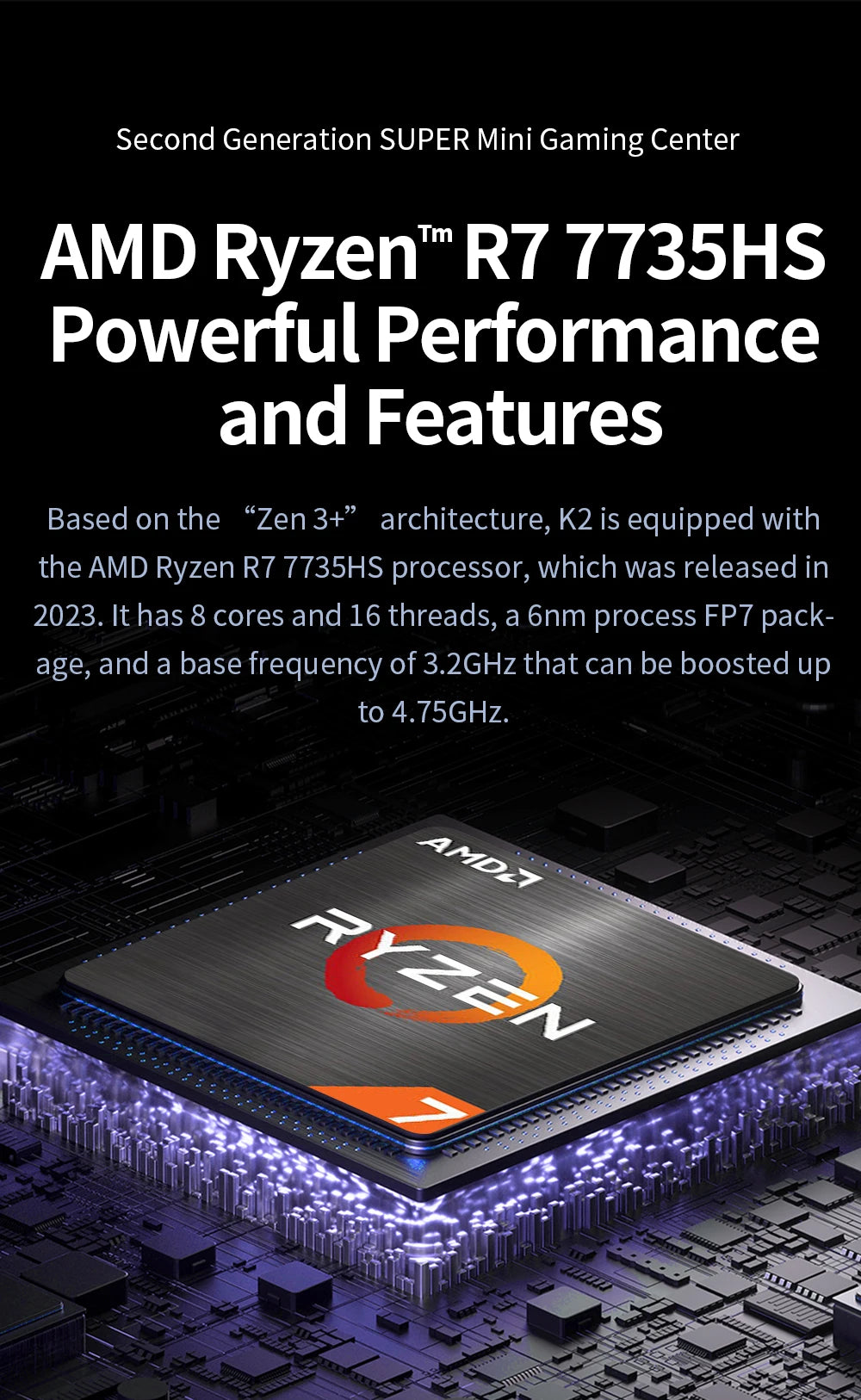 MLLSE K2 Mini AMD Ryzen 7 7735HS Gaming Computer