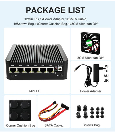 Intel N100 Soft Router 6 Lans i226-V 2.5G Fanless Mini PC