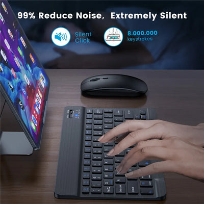 Mini Bluetooth Wireless Keyboard and Mouse Set 10 Inch Rechargeable English Keypad Mice For Tablet ipad Pro 12 9 Air 4 S6 Lite