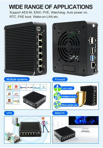 Intel N100 Soft Router 6 Lans i226-V 2.5G Fanless Mini PC