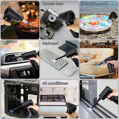 Portable  Air Blower & Vacuum Cleaner 2 in 1 Compressed Air Duster 7500mAh Cordless Duster Blower for Keyboard Computer Cleaning