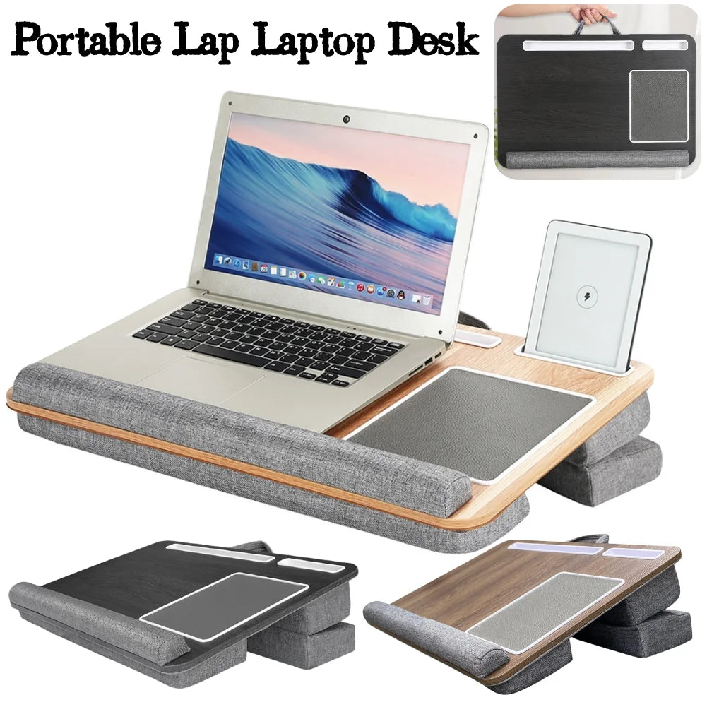 Portable Lap Laptop Desk with Pillow Cushion Home Office Lap Desk with Mouse Pad and Phone Holder Fits Up To 17.3 Inches Laptop